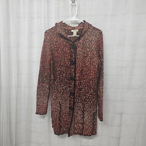 Vertigo Paris Red Marled Hooded Cardigan Retro Hippie Boho Knit XL - Picture 7 of 10
